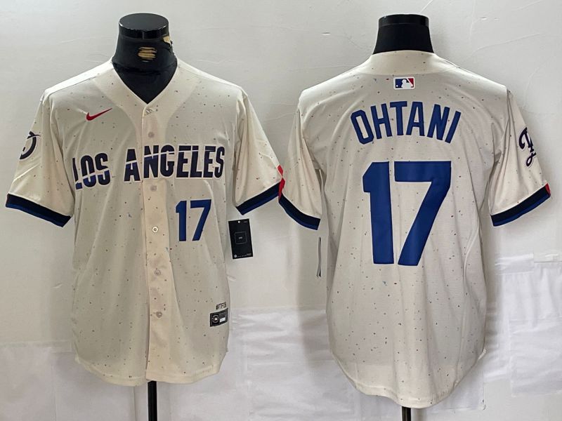 Men Los Angeles Dodgers 17 Ohtani Cream Fashion Nike Game MLB Jersey style 67